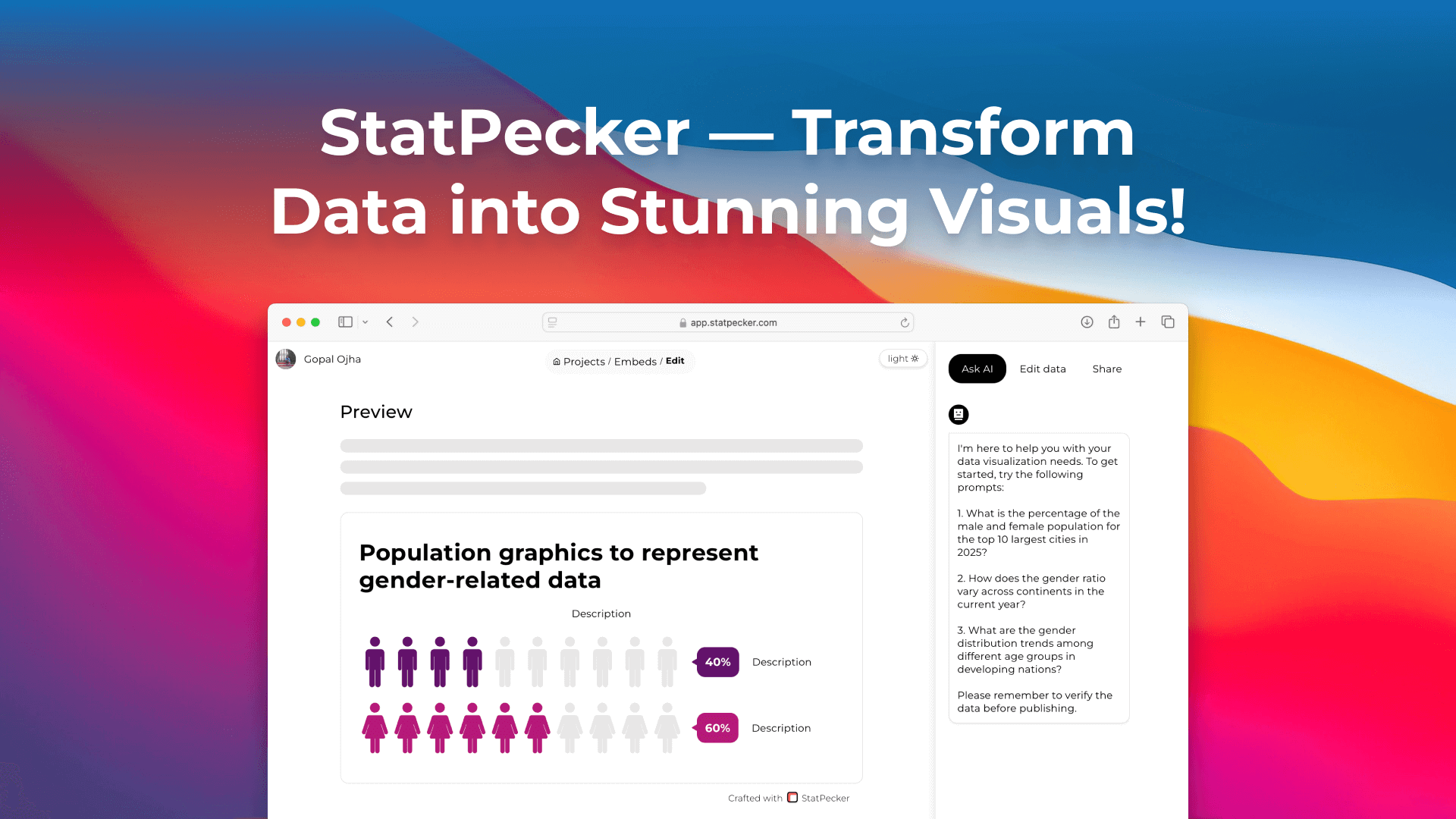 StatPecker · Smart insights for business, stunning visuals for content creators.